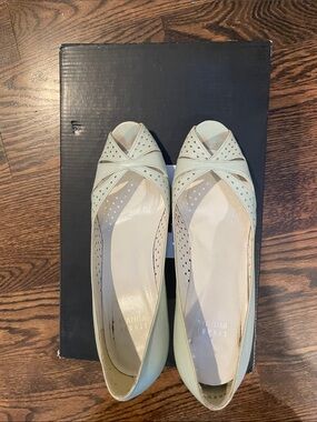 Stuart Weitzman Mint Green Peep-Toe Flats